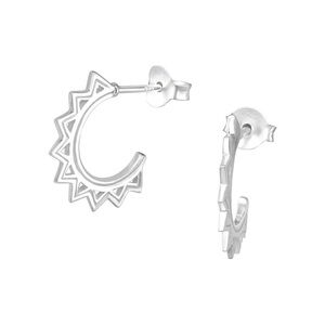 Sterling Silver Open Hoop Spike Earrings
